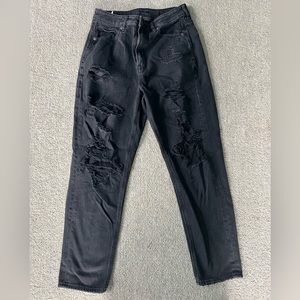 American Eagle black ripped boyfriend jeans